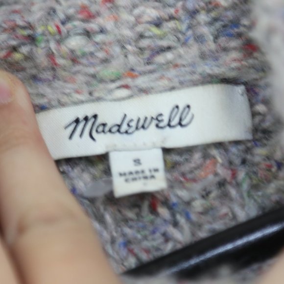 MADEWELL Sweater Colorfleck Silk Wool Blend Ribbed Turtleneck Knitted - Picture 6 of 9